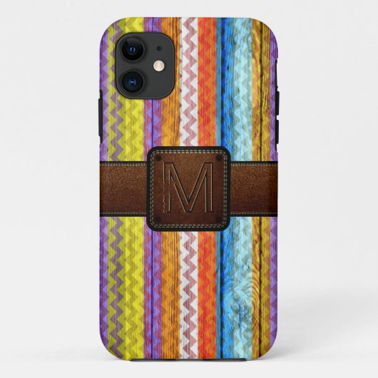 Coques Case-Mate iPhone Chevron Bois Cuir Brown (Dos)