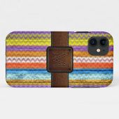 Coques Case-Mate iPhone Chevron Bois Cuir Brown (Dos (Horizontal))