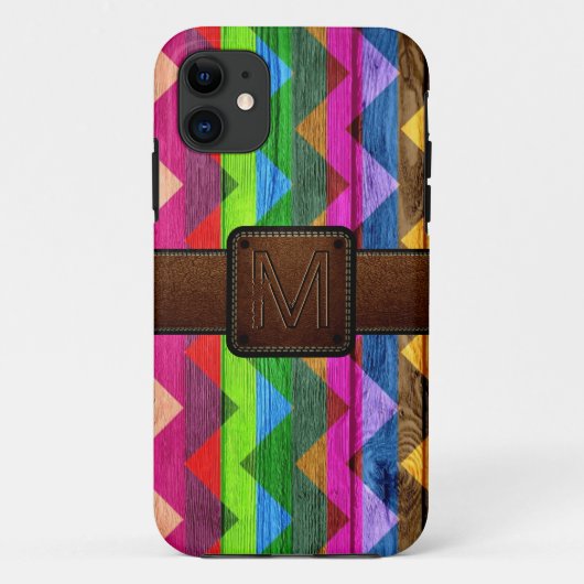 Coques Case-Mate iPhone Chevron Bois Cuir Brown Look #4 (Dos)