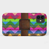 Coques Case-Mate iPhone Chevron Bois Cuir Brown Look #4 (Dos (Horizontal))