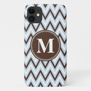 Case-Mate iPhone Case Chevron Brown Bleu Bébé avec Monogramme