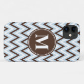 Coques Case-Mate iPhone Chevron Brown Bleu Bébé avec Monogramme (Dos (Horizontal))