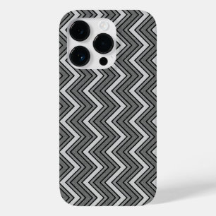 Coque Pour iPhone 14 Pro chevron croquis gris et noir