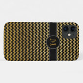 Coques Case-Mate iPhone chevron en or noir monogrammé (Dos (Horizontal))