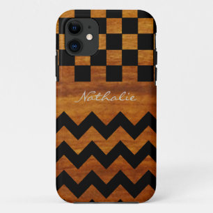 Coque iPhone 11 chevron et carrés personnalisés