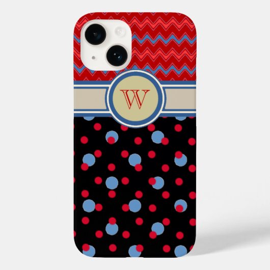 Coques Case-Mate iPhone chevron et monogramme motif à petits pois (Verso)
