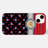 Coques Case-Mate iPhone chevron et monogramme motif à petits pois (Verso (horizontal))