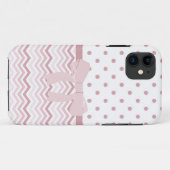 Coques Case-Mate iPhone Chevron et points roses (Dos (Horizontal))