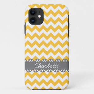 Etui iPhone Case-Mate Chevron jaune et dentelle gris à la mode