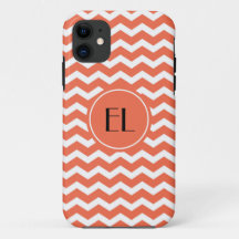 Chevron Monogram Tangerine/coque iphone orange