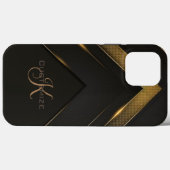 Coques Case-Mate iPhone Chevron Monogramme Noir Et Or Élégant (Verso (horizontal))