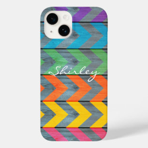 Coque Pour iPhone 14 Chevron Motif On Wood Texture par Shirley Taylor
