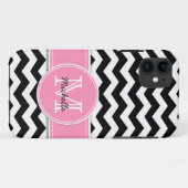 Coques Case-Mate iPhone Chevron noir et blanc avec Bubblegum rose (Dos (Horizontal))