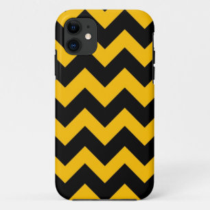 Coque iPhone 11 Chevron noir et jaune Motif Zigzap