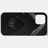 Coques Case-Mate iPhone Chevron noir monogramme élégant (Verso (horizontal))