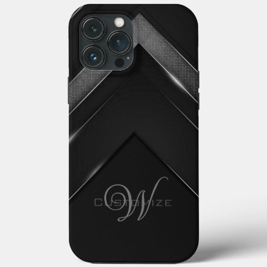 Coques Case-Mate iPhone Chevron noir monogramme élégant (Verso)
