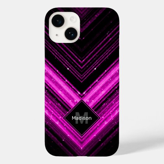 Coques Case-Mate iPhone Chevron noir rose chaud brillant métallique Monogr (Verso)