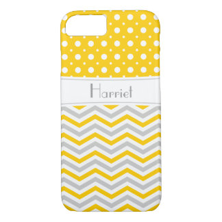 Coque Case-Mate Pour iPhone Chevron & pois modernes jaune, gris, blanc