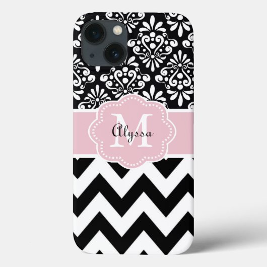 Coques Case-Mate iPhone Chevron rose noir personnalisé (Verso)