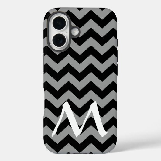 Coques Case-Mate iPhone Chevrons d'humeur marocaine noire avec Monogramme (Verso)