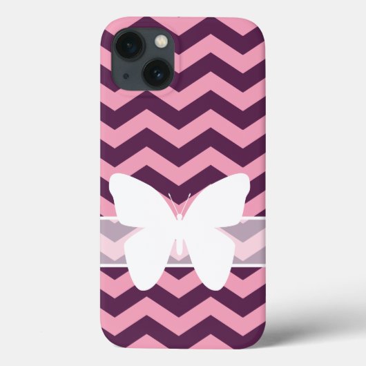 Coques Case-Mate iPhone Chevrons d'orchidée pourpre congelé avec papillon (Verso)