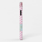Coques Case-Mate iPhone Chevrons et Fleurs Roses (Dos/Droite)