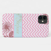 Coques Case-Mate iPhone Chevrons et Fleurs Roses (Dos (Horizontal))