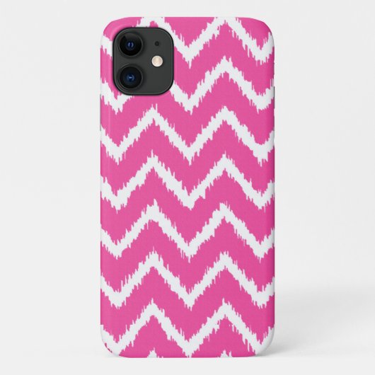 Coques Case-Mate iPhone Chevrons Ikat - Rose fuchsia profond et blanc (Dos)