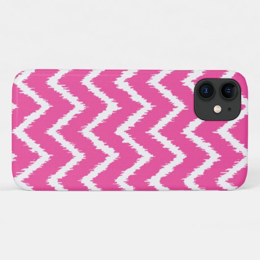 Coques Case-Mate iPhone Chevrons Ikat - Rose fuchsia profond et blanc (Dos (Horizontal))