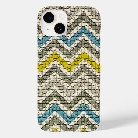 COQUES Case-Mate iPhone CHEVRONS MOSAÏQUES BLANCS JAUNES BLEUS (Verso)