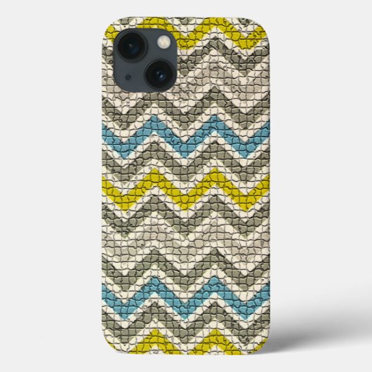 COQUES Case-Mate iPhone CHEVRONS MOSAÏQUES BLANCS JAUNES BLEUS (Verso)