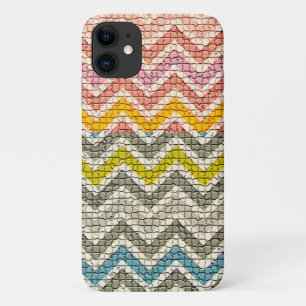 COQUE iPhone 11 CHEVRONS MOSAÏQUES BLANCS ROSE JAUNES BLEUS