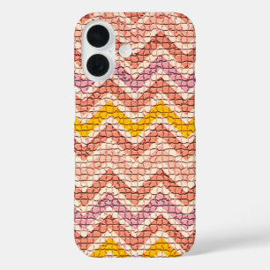 COQUES iPhone 16 CHEVRONS MOSAÏQUES JAUNES ROSE BLANC