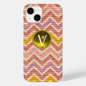 COQUES Case-Mate iPhone CHEVRONS MOSAÏQUES JAUNES ROSE BLANC GÉM MONOGRAM (Verso)