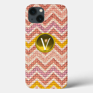 Case-Mate iPhone CASE CHEVRONS MOSAÏQUES JAUNES ROSE BLANC GÉM MONOGRAM