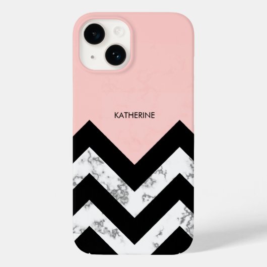 Coques Case-Mate iPhone Chevrons noirs blancs et roses (Verso)
