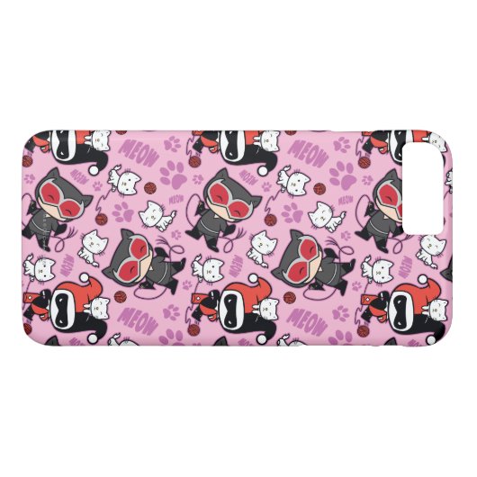Coques Case-Mate iPhone Chibi Catwoman, Harley Quinn & Kittens Motif (Dos (Horizontal))