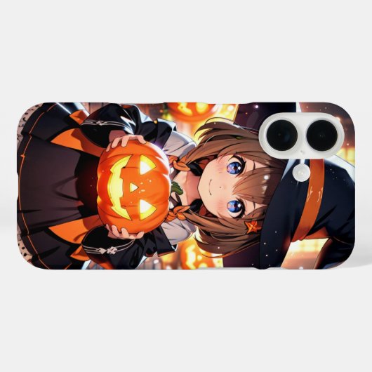 Coques Case-Mate iPhone Chibi Witch & Citrouille (Verso (horizontal))