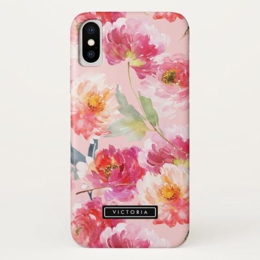 Coques Case-Mate iPhone Chic Aquarelle Pink Peonies Motif Floral (Dos)