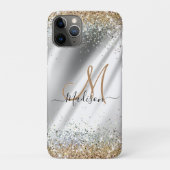 Coques Case-Mate iPhone Chic argent Or faux paillettes monogramme (Dos)