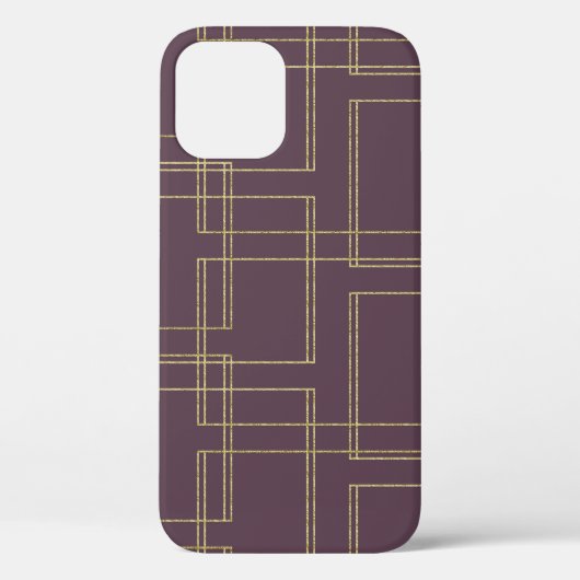 Coques Case-Mate iPhone Chic Berry Mauve & Gold Glam géométrique (Verso)