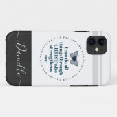 Coques Case-Mate iPhone Chic Bible Verse Philippians Blue Butterfly Nom (Dos (Horizontal))