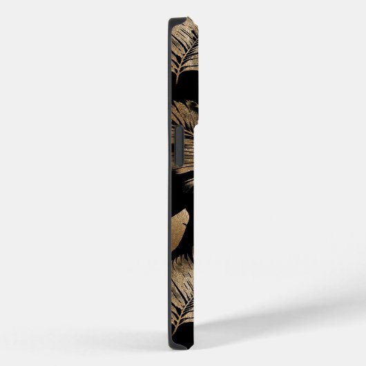 Coques Case-Mate iPhone Chic Black Gold Tropical Feuilles (Verso / Droite)
