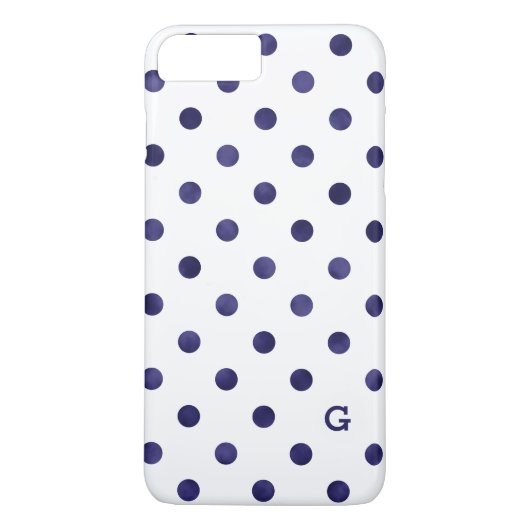 Coques Case-Mate iPhone Chic bleu et blanc motif monogramme (Dos)