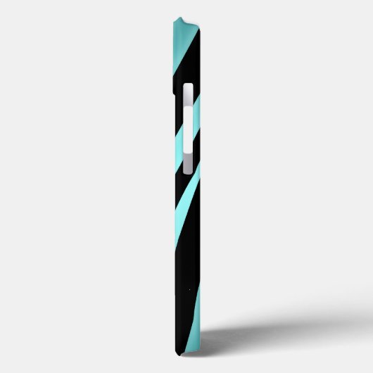 Coques Case-Mate iPhone Chic Bleu et Noir Zèbre rayures Nom Monogramme (Verso / Gauche)