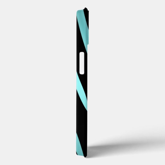 Coques Case-Mate iPhone Chic Bleu et Noir Zèbre rayures Nom Monogramme (Verso / Droite)