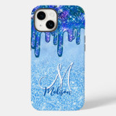 Coques Case-Mate iPhone Chic bleu glace ombre parties scintillant gouttes  (Verso)