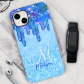 Coques Case-Mate iPhone Chic bleu glace ombre parties scintillant gouttes 