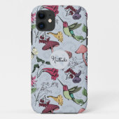 Coques Case-Mate iPhone Chic Bleu Hummingbird Garden Monogramme (Dos)