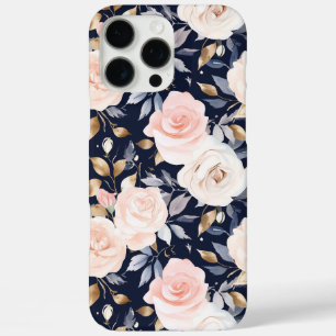 Coques iPhone 16 Pro Max Chic bleu rose Abstrait floral